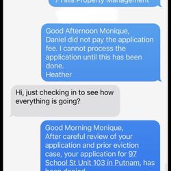 7 Hills Property Management - Screen shots of conversations with 7hills managers.