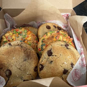 Bake'n Babes - Tampa Trio Box - Nutella Stuffed Salted Chocolate Chip Cookie, Salted Chocolate Chip Cookie and Fruity Pebbles Cookie - Desserts Near Me - Tampa, Florida Bake'n Babes - Tampa Trio Box - Nutella Stuffed Salted Chocolate Chip Cookie, Salted Chocolate Chip Cookie and Fruity Pebbles Cookie - Desserts Near Me - Tampa, Florida
