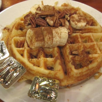 Amy Ruth's - waffle with pecans, cinnamon, and bananas - Southern Near Me - New York, New York