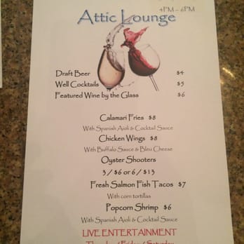 The Attic Lounge - Happy hour menu - New American Near Me - Gleneden Beach, Oregon The Attic Lounge - Happy hour menu - New American Near Me - Gleneden Beach, Oregon