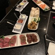 Photo of The Melting Pot - Westwood, NJ, United States. Steak Lovers and Land and Sea entree with dips and sides