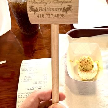 Faidley's Seafood - I bought this mallet for 3 dollars , Deviled egg - Seafood Markets Near Me - Baltimore, Maryland