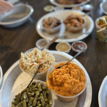 12 Bones Smokehouse RIVER - Buttered Green Beans, Mashed Sweet Potatoes, Sweet Vinegar Cole Slaw - Barbeque Near Me - Asheville, North Carolina