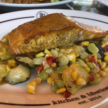 Bosscat Kitchen & Libations - Carolina Barbecue Salmon $24- overcooked - New American Near Me - Irvine, California