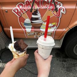 Branch's Soft Serve Ice Cream - Caramel Brownie Sundae & Oreo Milkshake