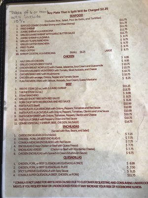 Menu photo 7 Mexican Cafe Comala Houston, TX