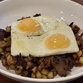 Watershed Cafe & Bistro - Hash with mushrooms and baked eggs. - Cafes Near Me - Oregon City, Oregon Watershed Cafe & Bistro - Hash with mushrooms and baked eggs. - Cafes Near Me - Oregon City, Oregon