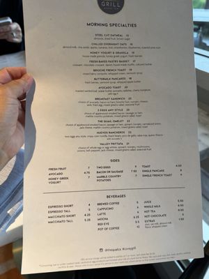 Menu photo 1 Covey Grill Carmel, CA
