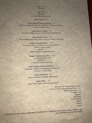 Menu photo 5 Bar Virgile Durham, NC
