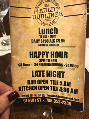 Menu photo 2 The Auld Dubliner Miami, FL Menu photo 2 The Auld Dubliner Miami, FL