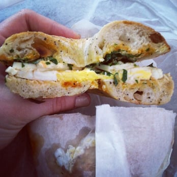 Bagelsaurus - Eggspanola. Delicious but I'd choose the rosemary cream cheese over this any day. - Bagels Near Me - Cambridge, Massachusetts Bagelsaurus - Eggspanola. Delicious but I'd choose the rosemary cream cheese over this any day. - Bagels Near Me - Cambridge, Massachusetts