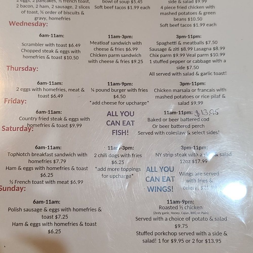 Top Notch Diner - Menu - Diners Near Me - Cortland, Ohio Top Notch Diner - Menu - Diners Near Me - Cortland, Ohio