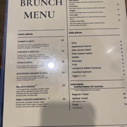 Brunch menu