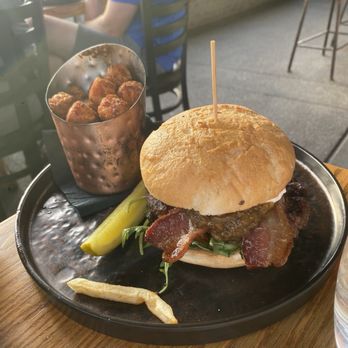 Coughlin's Law Kitchen and Ale House - Chipotle Peach and Bacon Burger Sweet Potato Tots - New American Near Me - Pittsburgh, Pennsylvania
