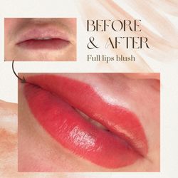 HQ Beauty Care - Full lip blush before and after. Lasting 3~5years