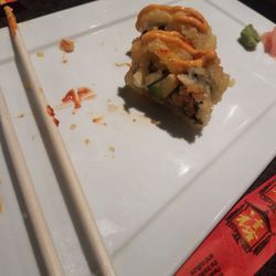 Shogun Hibachi Steak & Seafood House - Sorry...... But we got too hungry and this is what is left over from the Las Vegas roll. Very good!