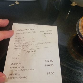The Spicy Kitchen - May 21 2026 receipt - Asian Fusion Near Me - Oroville, California The Spicy Kitchen - May 21 2026 receipt - Asian Fusion Near Me - Oroville, California