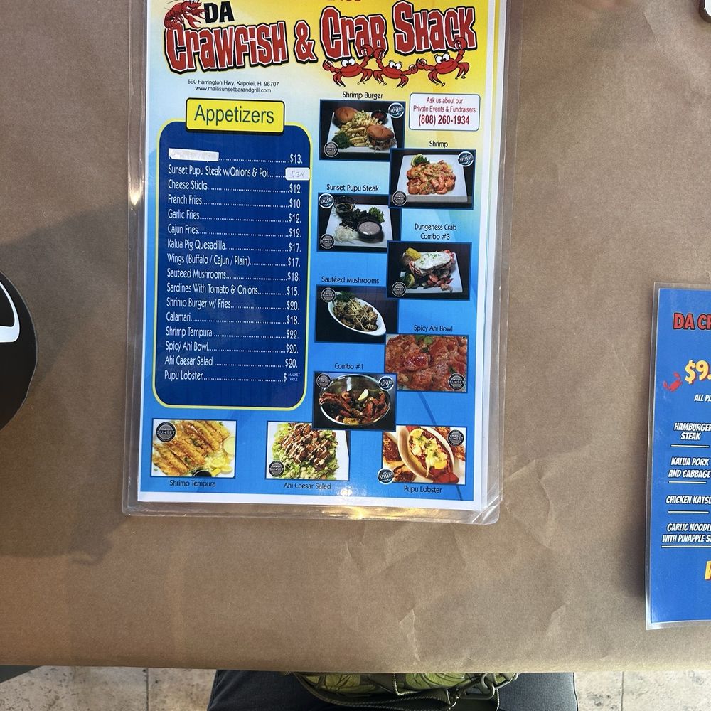Da Crawfish and Crabshack - Menu - Seafood Near Me - Kapolei, Hawaii