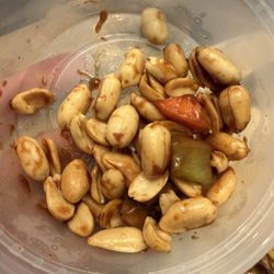 Peanuts obviously picked out of the dish.
