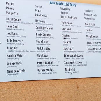 Daiquiri Shack - Close Up Of Menu - Drive-Thru Bars Near Me - Houston, Texas Daiquiri Shack - Close Up Of Menu - Drive-Thru Bars Near Me - Houston, Texas