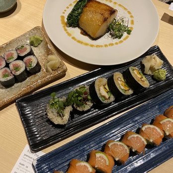 Sushi Ran - Miso Glazed Black Cod, Negihama Roll, Soft Shell Crawfish Roll, Salmon Citrus roll: all delicious but 10/10 would recommend the black cod - Sushi Bars Near Me - Sausalito, California Sushi Ran - Miso Glazed Black Cod, Negihama Roll, Soft Shell Crawfish Roll, Salmon Citrus roll: all delicious but 10/10 would recommend the black cod - Sushi Bars Near Me - Sausalito, California