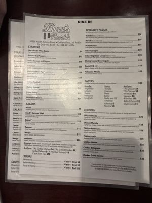Menu photo 1 Lino's North Rochester, MI