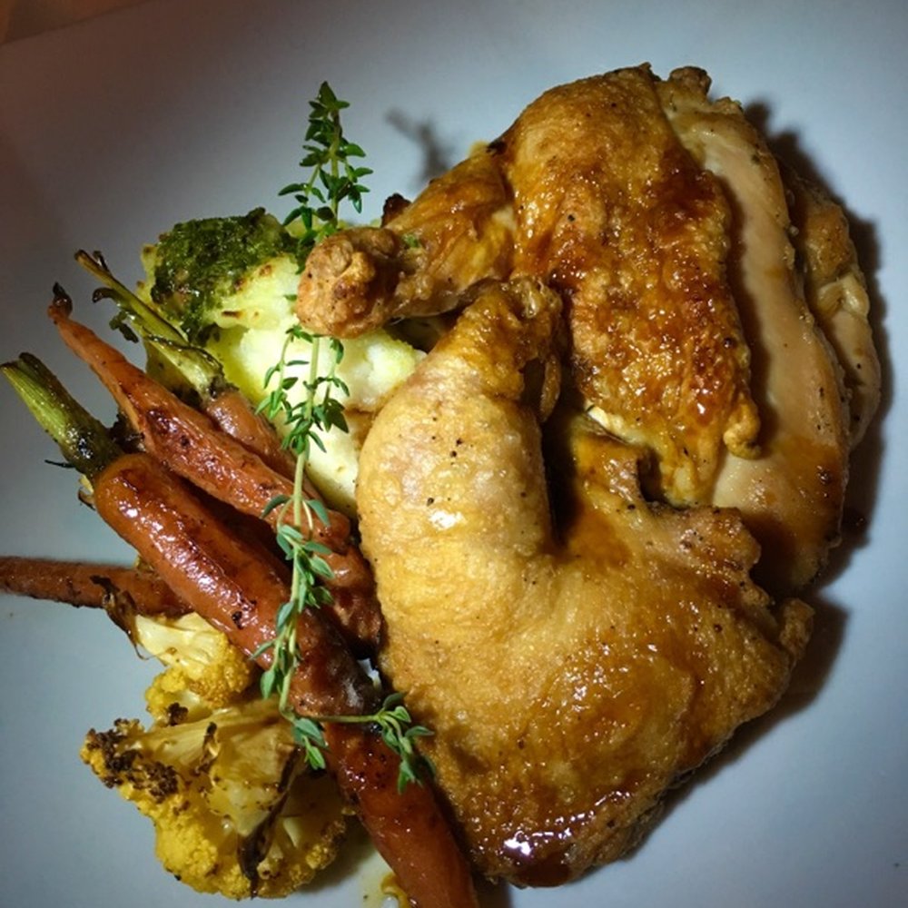 Bistro 45 - Chicken, skin was perfectly crispy - New American Near Me - Pasadena, California