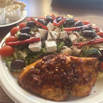 Bravo Avo - Salmon and Greek Salad! Delicious!! - Mediterranean Near Me - Foothill Ranch, California Bravo Avo - Salmon and Greek Salad! Delicious!! - Mediterranean Near Me - Foothill Ranch, California