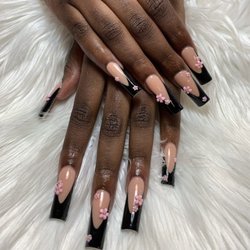 Cathy's Nails - Black Deep French Acrylic Nails