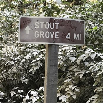 Jedediah Smith Redwoods State Park - If coming from Crescent City, you'll see this sign when you enter. 4 miles to Stout Grove, but it'll feel like forever on the dirt road - Parks Near Me