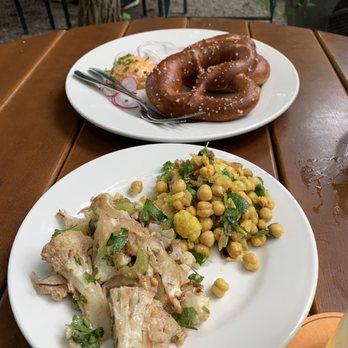 Kentucky Native Cafe - Roasted cauliflower chickpea salad pretzel with bier cheese - Cafes Near Me - Lexington, Kentucky