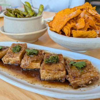 Cuddlefish - Garlic Black Pepper Edamame. $7. Sweet Potato Chips. $6. Plum seasoning. Crispy Tofu. $10. Sichuan peppercorn, soy garlic, scallion. - Coffee & Tea Near Me - Dunwoody, Georgia
