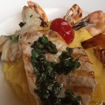 La Tomate - Grilled swordfish, monkfish and shrimp with polenta. - Italian Near Me - Washington, DC, District of Columbia La Tomate - Grilled swordfish, monkfish and shrimp with polenta. - Italian Near Me - Washington, DC, District of Columbia