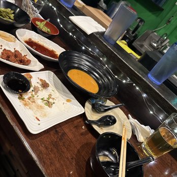 Fukurou Ramen - Wasn't able to wait but the ramen, what's left so far of the chicken karaage and edamame - Ramen Near Me - Los Angeles, California