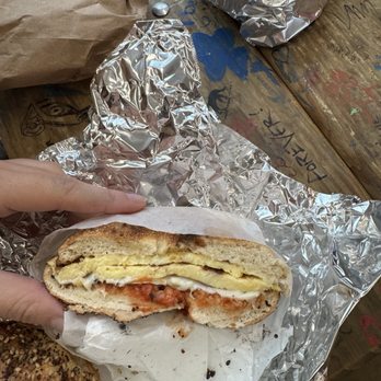 The Bagel Hut - Egg and cheese on an everything bagel. - Bagels Near Me - Philadelphia, Pennsylvania The Bagel Hut - Egg and cheese on an everything bagel. - Bagels Near Me - Philadelphia, Pennsylvania