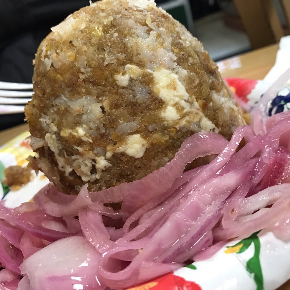 La Cabana - Shrimp and cheese mofongo with loads of onions - Latin American Near Me - Corona, New York La Cabana - Shrimp and cheese mofongo with loads of onions - Latin American Near Me - Corona, New York