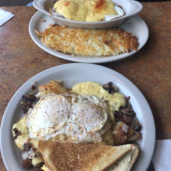 The Satellite Diner - Top: Eggs Benedict Bottom: "Hot Mess" - Breakfast & Brunch Near Me - Spokane, Washington The Satellite Diner - Top: Eggs Benedict Bottom: "Hot Mess" - Breakfast & Brunch Near Me - Spokane, Washington