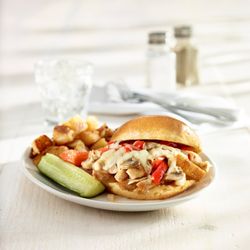 Sunset Grill - It's lunch time! Try our Southwest Chicken Sandwich made with fresh, halal chicken breast, Swiss cheese, sautéed veggies and Sunset Sauce!