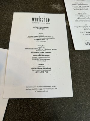 Menu photo 2 Workshop Kitchen & Bar Palm Springs, CA Menu photo 2 Workshop Kitchen & Bar Palm Springs, CA