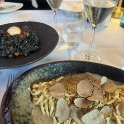 Essenza - Main dishes: Truffle Pasta for me , Black carbonara for him