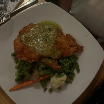 Vine Restaurant & Bar - Crispy Jidori Chicken Schnitzel with Maitake Mushrooms - New American Near Me - San Clemente, California Vine Restaurant & Bar - Crispy Jidori Chicken Schnitzel with Maitake Mushrooms - New American Near Me - San Clemente, California
