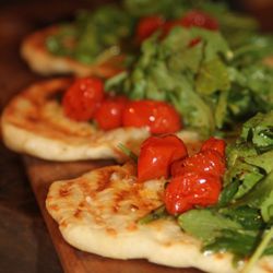 FreshBaked Consulting - Grilled flat-bread, blistered heirloom tomato, housemade fromage blanc