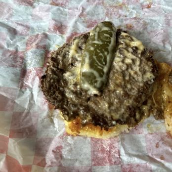 Zaab Burger - Burger Patty topped with a Pickle. - Thai Near Me - New York, New York