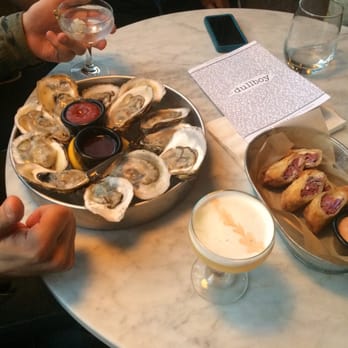 Dullboy - Oysters and Reuben spring rolls. Rattlesnake cocktail and Gibson. - Cocktail Bars Near Me - Jersey City, New Jersey Dullboy - Oysters and Reuben spring rolls. Rattlesnake cocktail and Gibson. - Cocktail Bars Near Me - Jersey City, New Jersey