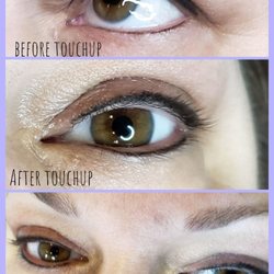 BeYoutifully Permanent by Pamela - Permanent eyeliner before a touch-up, after and healed