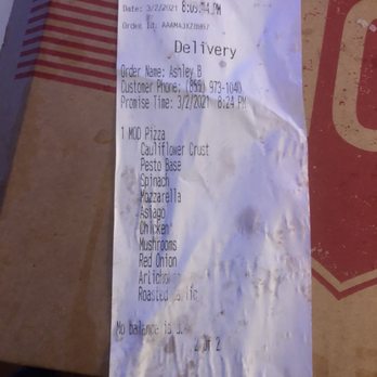 MOD Pizza - WRONG ORDER. THERE SHOULD BE MORE COMMUNICATION BETWEEN BOTH PARTIES. ZB IM VEGETARIAN SO I DONT EAT MEAT AND THIS HAS CHICKEN ON IT. - Fast Food Near Me - Houston, Texas MOD Pizza - WRONG ORDER. THERE SHOULD BE MORE COMMUNICATION BETWEEN BOTH PARTIES. ZB IM VEGETARIAN SO I DONT EAT MEAT AND THIS HAS CHICKEN ON IT. - Fast Food Near Me - Houston, Texas