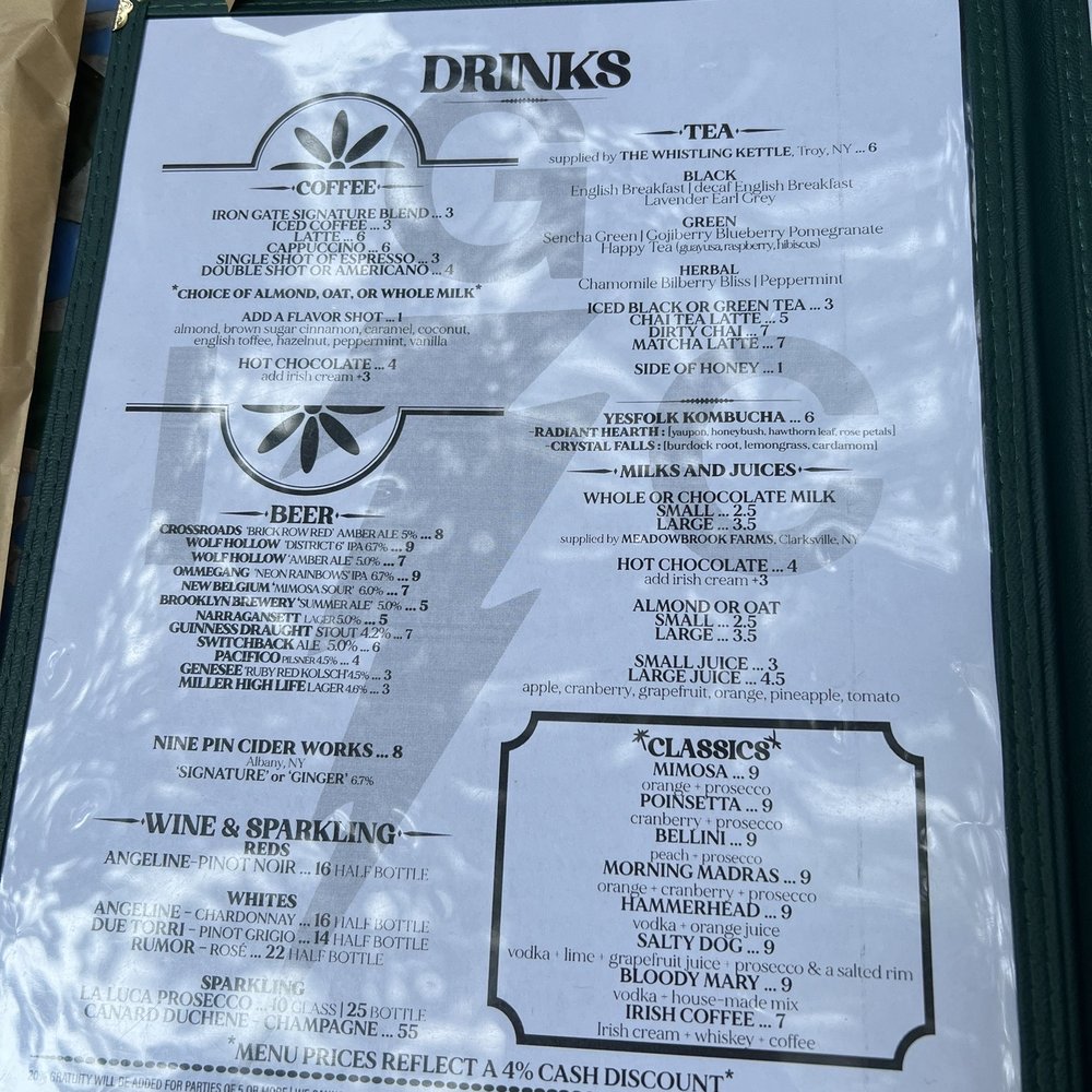 Iron Gate Cafe - Drink menu - Cafes Near Me - Albany, New York