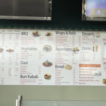 Zeerah - The menu as of October 2017 - Pakistani Near Me - Mississauga, Ontario