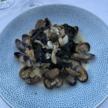 Mare - Black Squid Linguine & Clams - added mushrooms YUM - Seafood Near Me - Boston, Massachusetts Mare - Black Squid Linguine & Clams - added mushrooms YUM - Seafood Near Me - Boston, Massachusetts