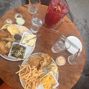 The Chicken Koop - Hibiscus Margarita Pitcher and 1/2 Roasted Chicken Plate - Chicken Shop Near Me - Downey, California